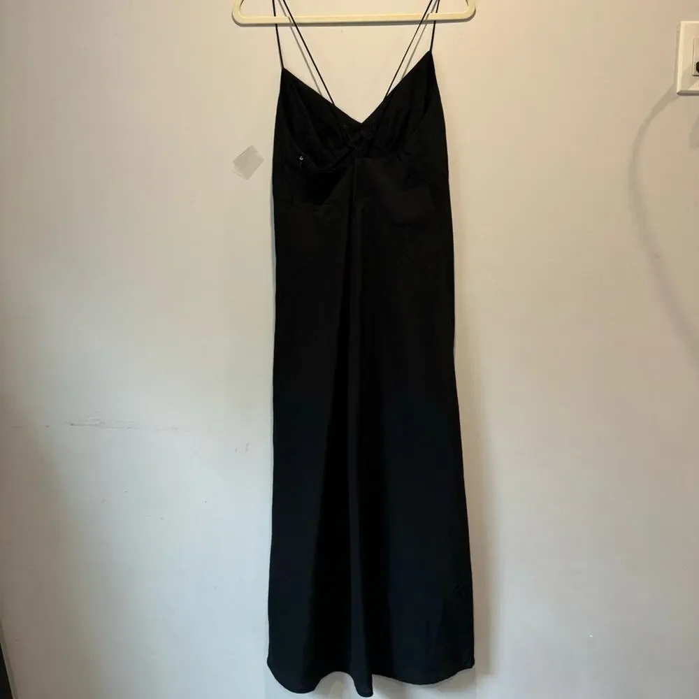 NWT Madewell The Layton Midi Slip Dress Black NK419 Minimalist Lightweight Sz 12 - Picture 3 of 10